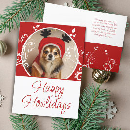 Glada Howlidays Röda Lövverk Hund Namn Foto  Helgkort