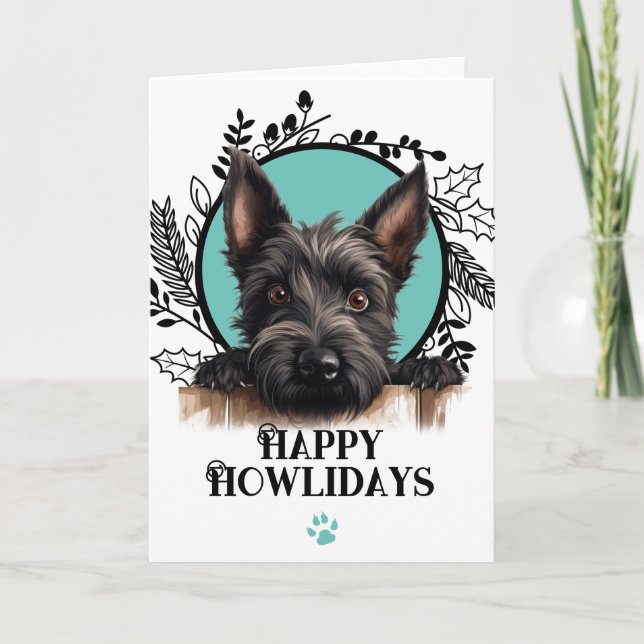 Glada Howlidays Skotsk Terrier Hund Jul Helgkort (Framsida)
