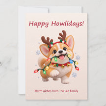 Glada Howlidays Söt Corgi Julkort