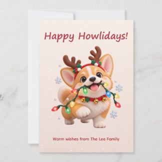 Glada Howlidays Söt Corgi Julkort