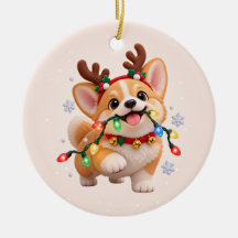 Glada Howlidays Söt Corgi Keramisk Ornament