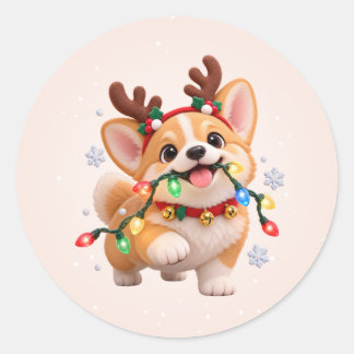 Glada Howlidays Söt Corgi Rund Klistermärke