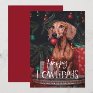 Glada Howlidays   Söt julfoto på sött hunddjur Julkort