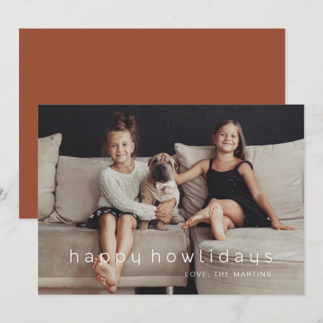 Glada Howlidays Terrakotta Foto Husdjur Julkort (Fram/baksida)