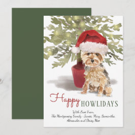 Glada Howlidays Yorkshire Terrier Akvarell Julkort