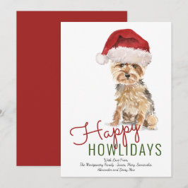 Glada Howlidays Yorkshire Terrier Tomte Hatt Julkort