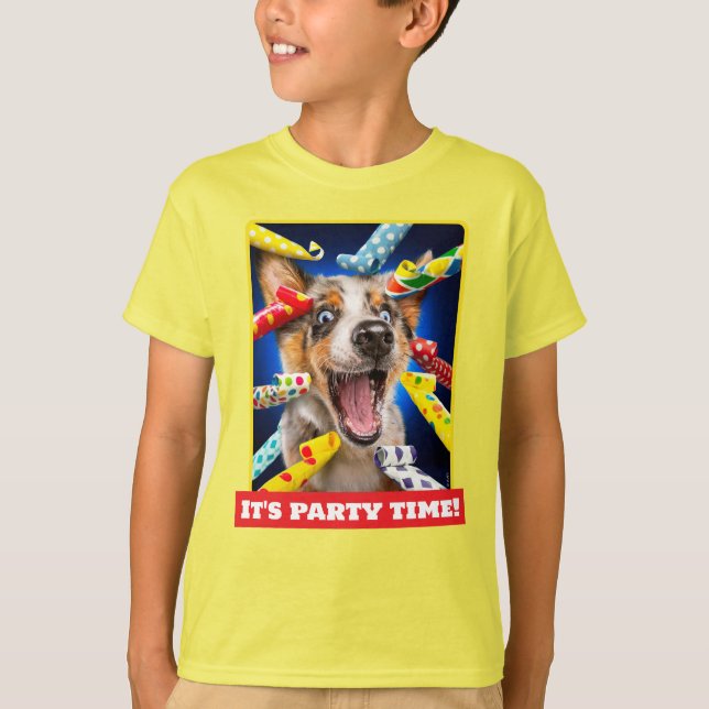 Glada hundpartyblåsare t shirt (Framsida)
