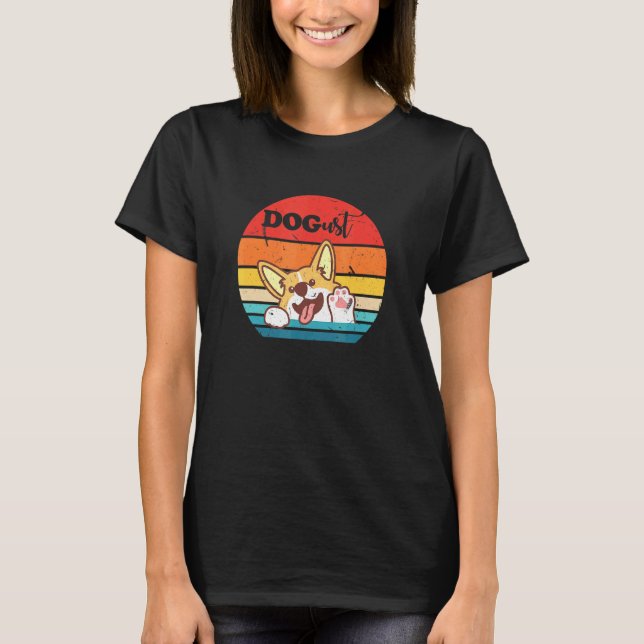 Glada Hundust Corgi Augusti Hundar Valpar T Shirt (Framsida)