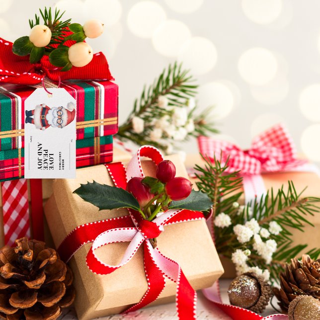 Glada jul Förmånsetiketter från Tomte Presentetikett (MERRY CHRISTMAS GIFT TAG
)