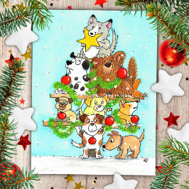 Glada jul hund julkort av Nicole Janes Vykort