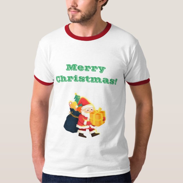 Glada jul önskar Skapa egen text Ringklocka Cool T Shirt (Framsida)