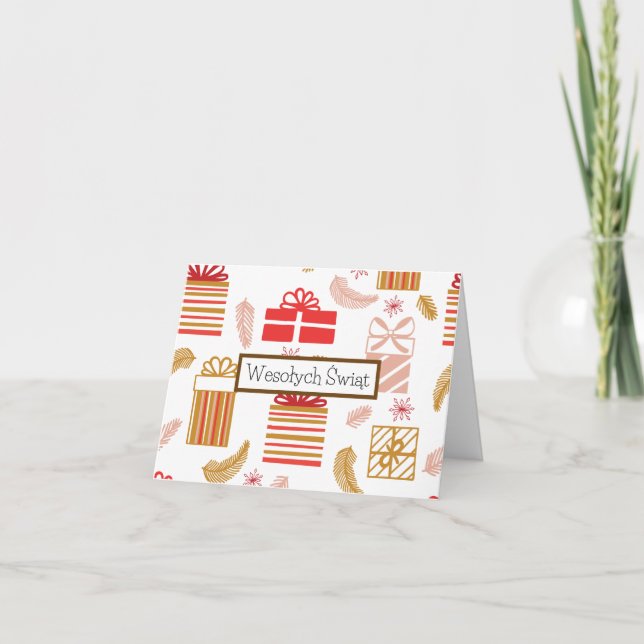 Glada jul, polskt julkort  kort (Framsida)