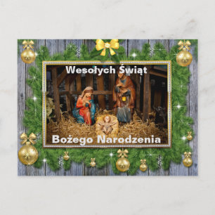 Glada jul religiösa julkort på polska vykort