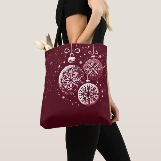 Glada jul snöflinga ornament tygkasse (Närbild)