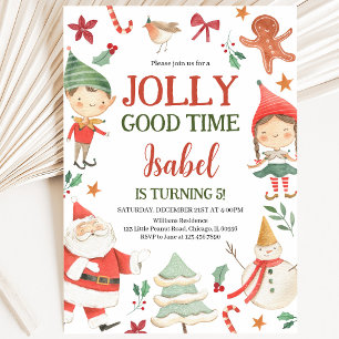 Glada Jul Tomte Födelsedag Inbjudningar