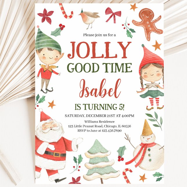 Glada Jul Tomte Födelsedag Inbjudningar (Skapare uppladdad)