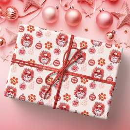 Glada Jul Tomte Vibe Rosa Retro Semester Presentpapper