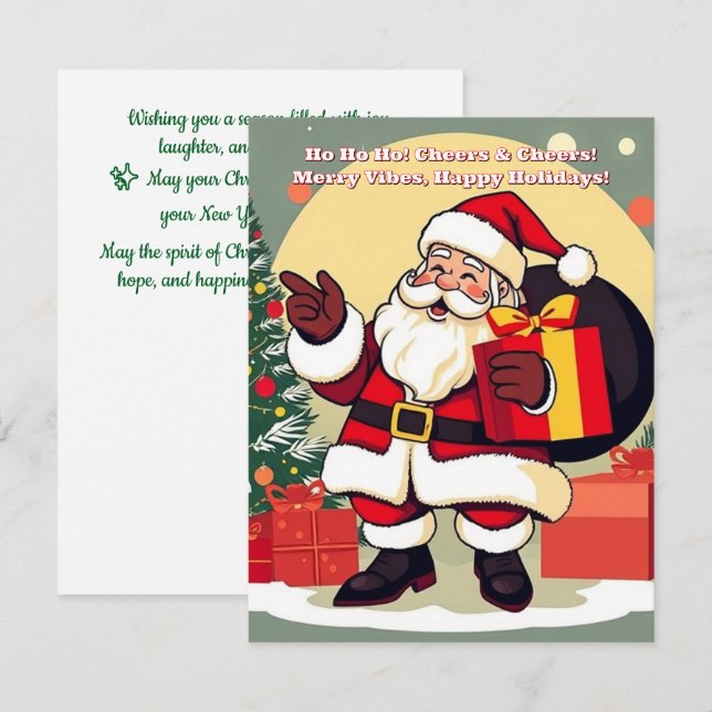 Glada Jul Vibbar Julkort – Ho Ho Ho! (Fram/baksida)