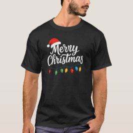 Glada julbelysning Santa mössa familj T Shirt