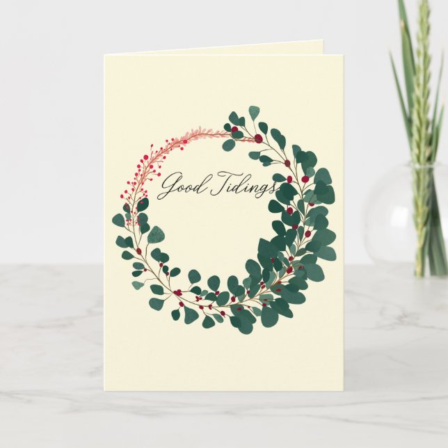 Glada julfirande krans kort (Framsida)