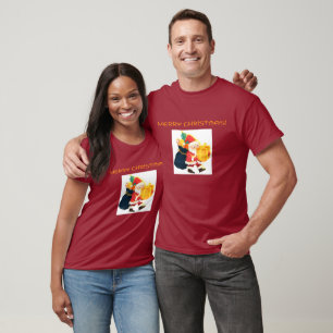 Glada julönskningar Tryckt Maroon Stilig T Shirt