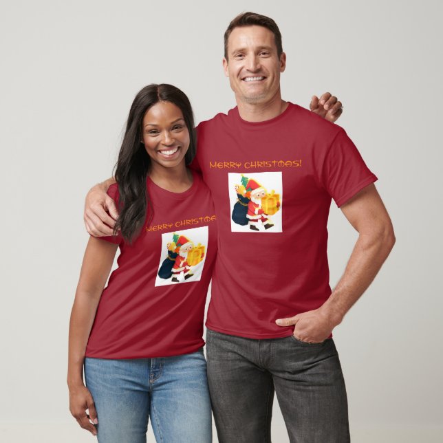 Glada julönskningar Tryckt Maroon Stilig T Shirt (Unisex)