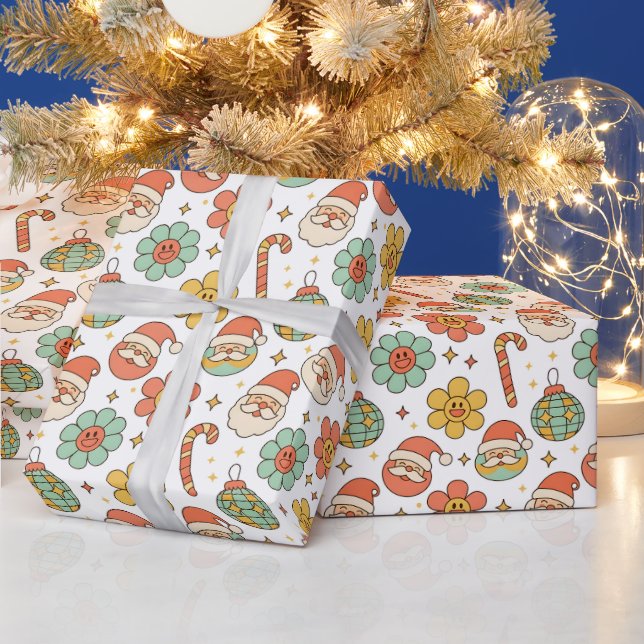 Glada Julstämningar Endast Retro Julförpackning Presentpapper (Helgdagar)