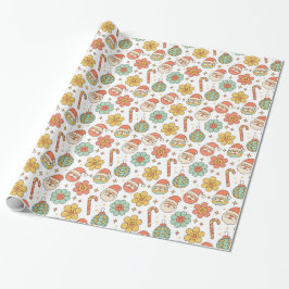 Glada Julstämningar Endast Retro Julförpackning Presentpapper