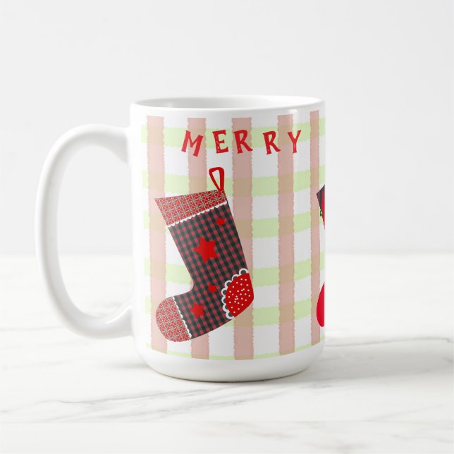 glada julstrumpor kaffemugg (Vänster)