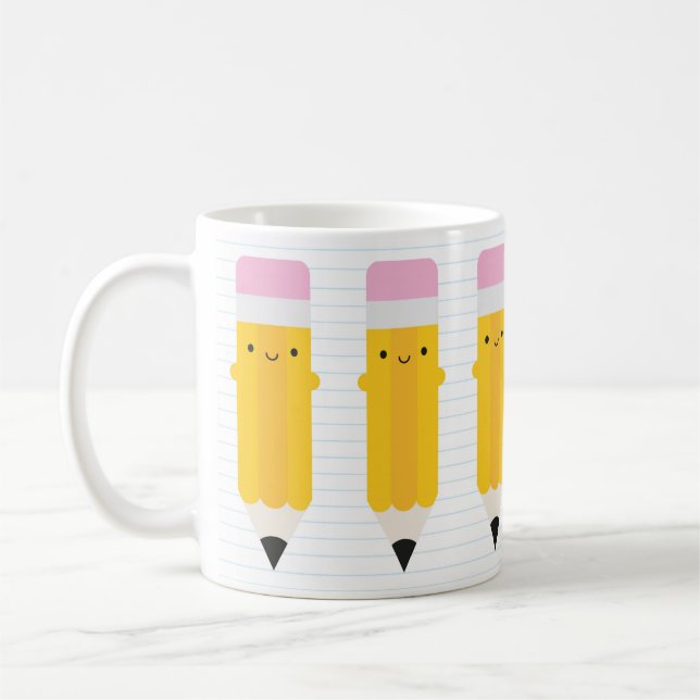 Glada Kawaii Pennor Kaffemugg (Vänster)