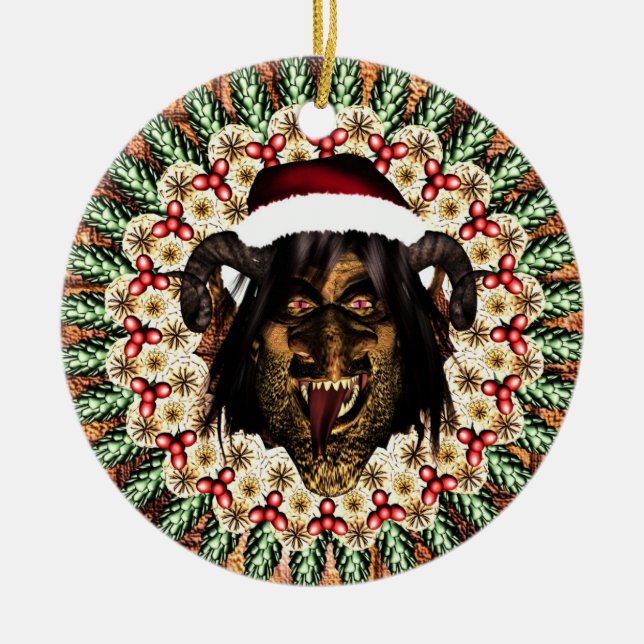 Glada Krampus Julgransprydnad Keramik (Framsidan)