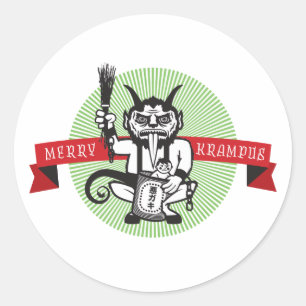 Glada Krampus Runt Klistermärke