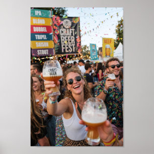 Glada kvinnor på belgisk ölfestaffisch poster