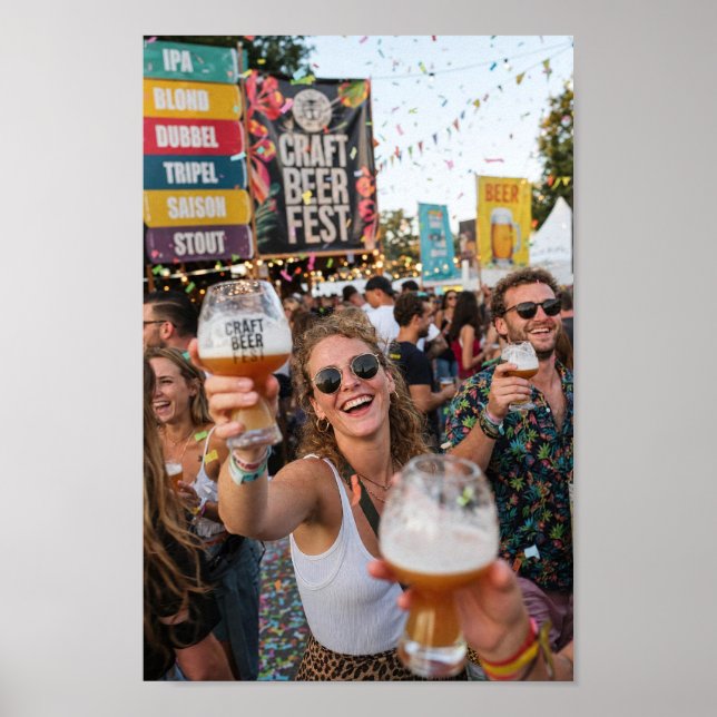 Glada kvinnor på belgisk ölfestaffisch poster (Framsidan)