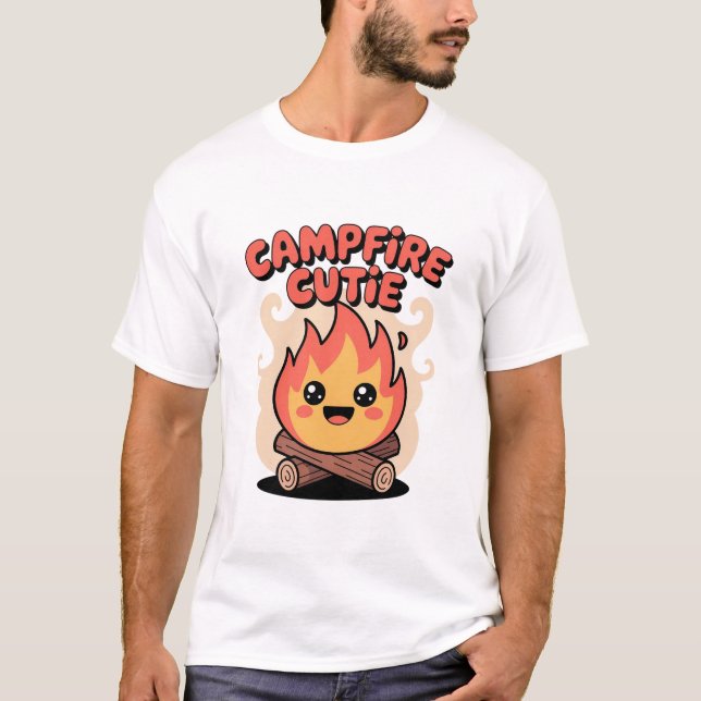 Glada lägereldsstämningar Rolig Camping T Shirt (Framsida)