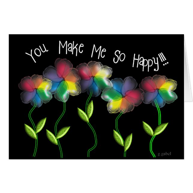 Glada lesbiska regnbågeblommor hälsningskort (Framsidan Horizontal)