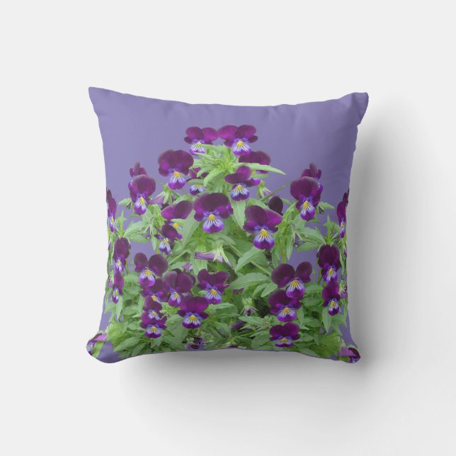 Glada lila violblommor uteplats ute kudde (Framsida)