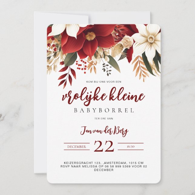Glada lilla Babyöl Kerststjärna Blommor  Inbjudningar (Framsida)