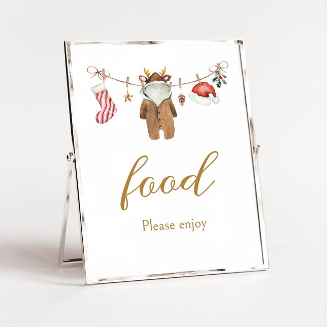 Glada lilla julkläder matskylt poster (Merry Little Clothes Baby Shower Food SIgn)
