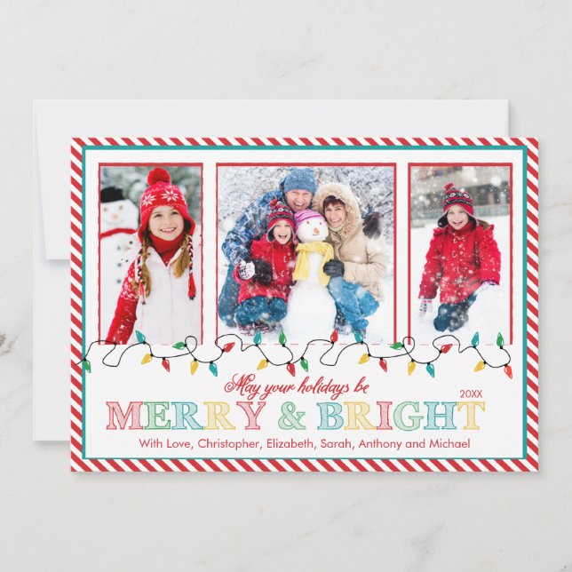 Glada & Lysande Julbelysning 3 Fotoskort Julkort (Framsida)