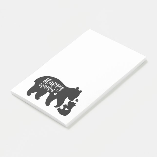 Glada Mamma och Baby Bear Noteringar Post-it Block (Vinklad)
