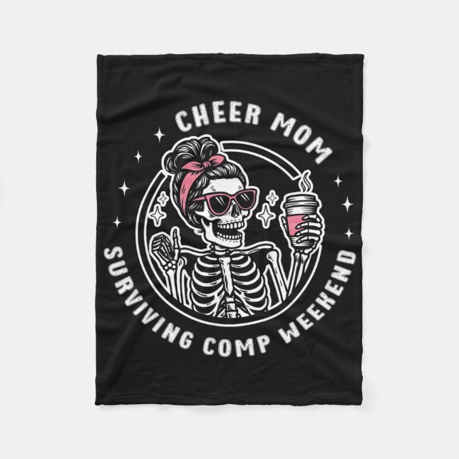 Glada mamma överlevande komp helg Cheerleading Mam Fleecefilt (Framsidan)