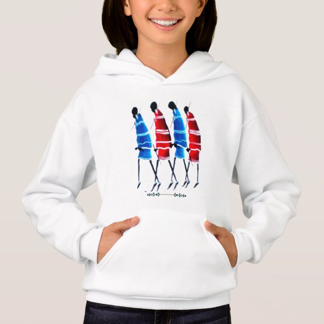 Glada människor: Maasai-krigare som går Konsttryck T Shirt (Framsida)