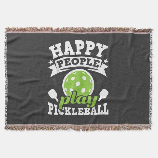 Glada människor spelar Pickleball - Paddelbollspel Filt (Framsidan)