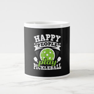 Glada Människor Spelar Pickleball - Paddleballspel Jumbo Mugg