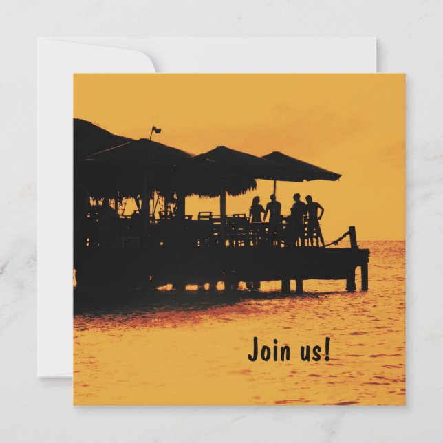 glada människor vid solnedgång inbjudan (Framsida)