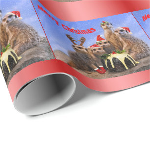 Glada Meerkats som slår in papper - jul Presentpapper