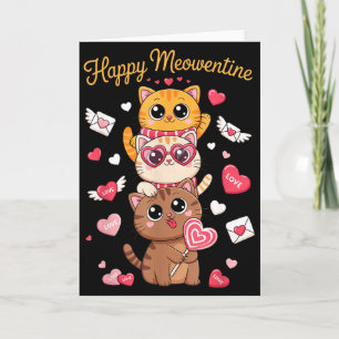 Glada Meowentines söta Alla hjärtans dag kattälska Kort