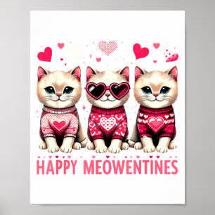 Glada Meowentines söta Alla hjärtans dag katter Kä Poster