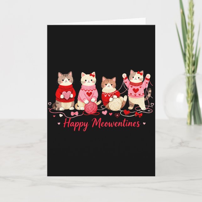 Glada Meowentines Söta Katt Alla Hjärtans Dag Kärl Kort (Framsida)